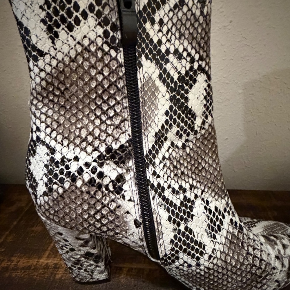 Snakeskin Booties, Sz 38, EUC - Picture 2 of 6